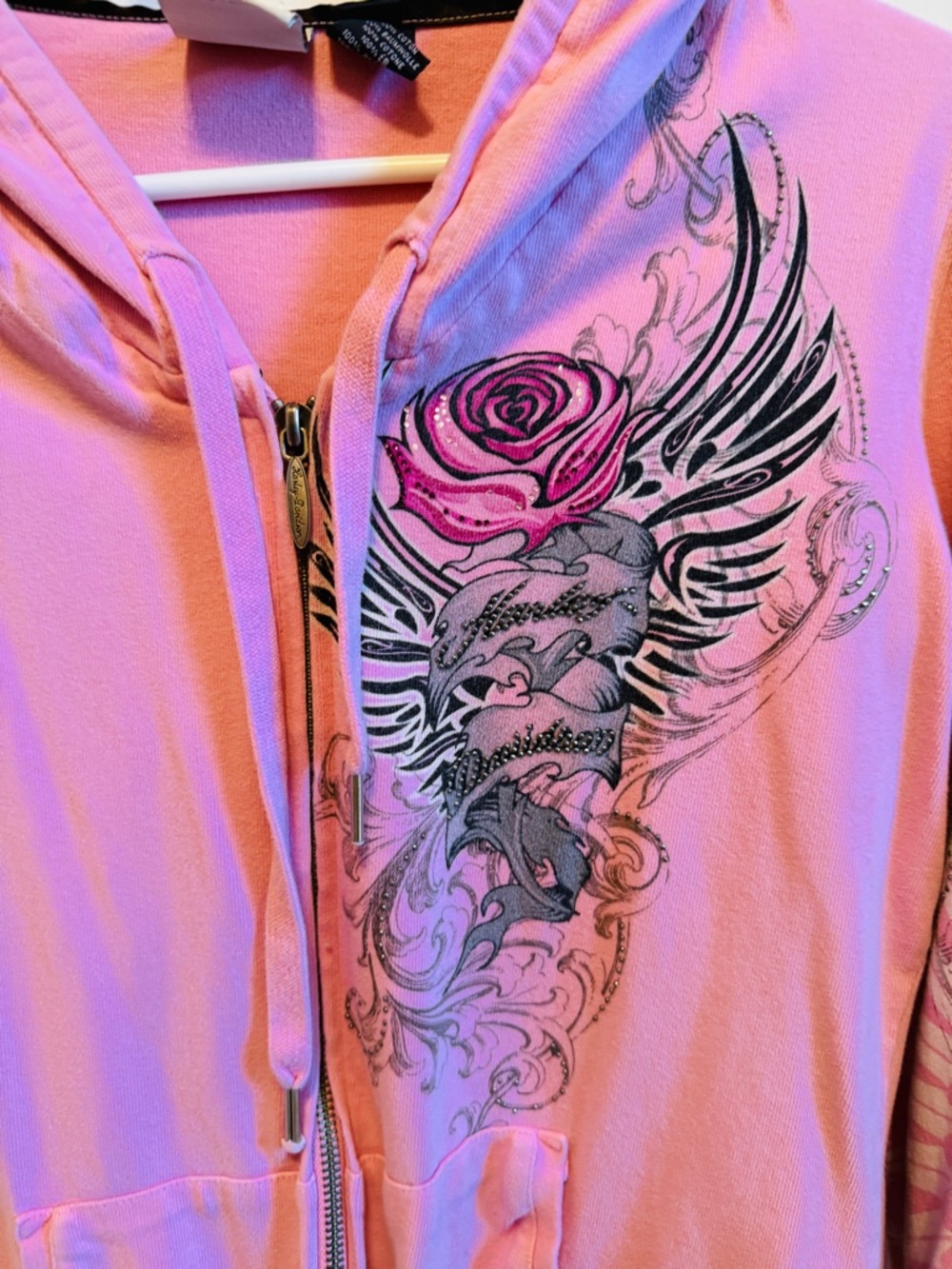 Harley-Davidson Pink Hoodie with Black Trim and Logo - Picture 3 of 5